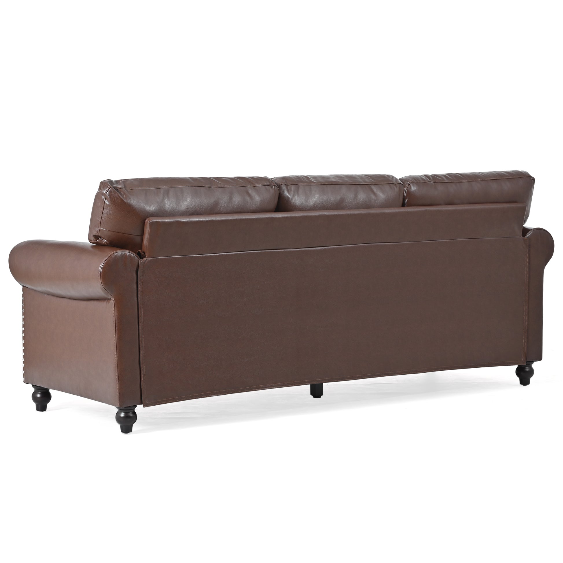 3 Seater Sofa. Brown Pu Foam Fabric