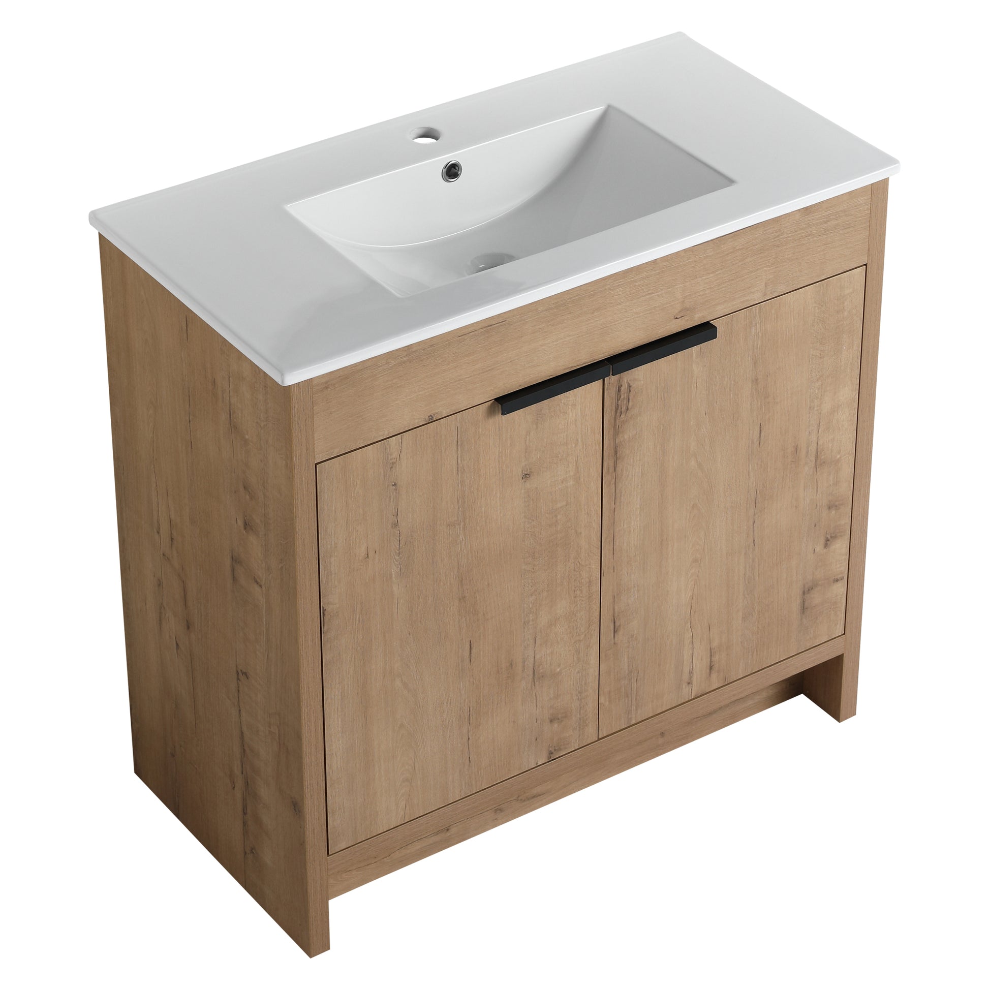 36" Freestanding Bathroom Vanity with White Ceramic imitative