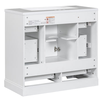 36" Bathroom Vanity With Sink Combo, Six Drawers, Multi Functional Drawer Divider, Adjustable Shelf, White White Solid Wood Mdf