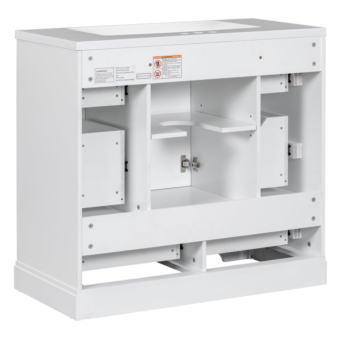 36" Bathroom Vanity With Sink Combo, Six Drawers, Multi Functional Drawer Divider, Adjustable Shelf, White Old Sku:Sy999808Aak White Solid Wood Mdf