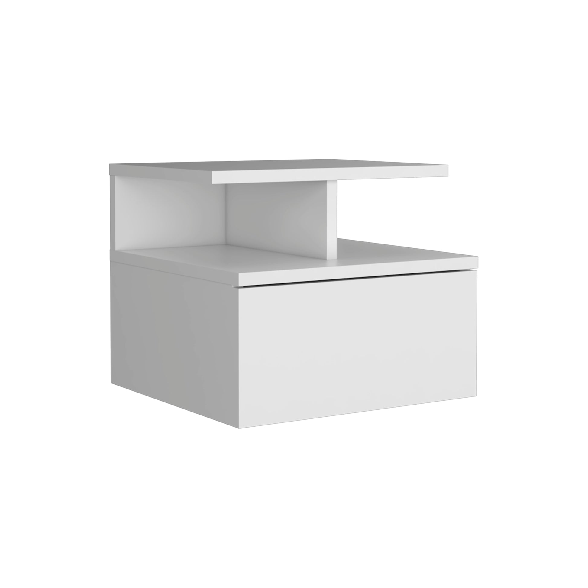 Adele Floating Nightstandend Table, Side Table Drawer, Open Top Shelves White White 1 Drawer Bedroom Floating Modern Shelf Particle Board Particle Board