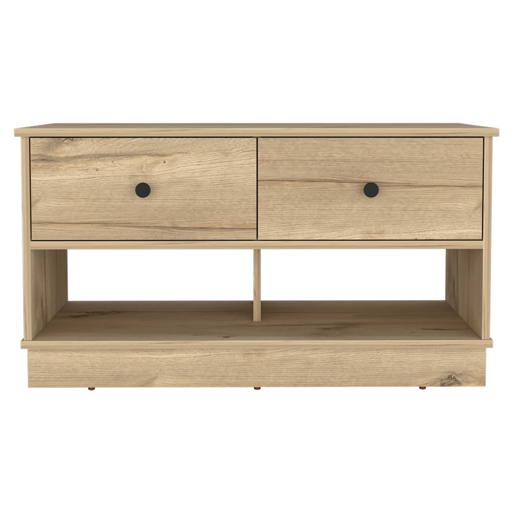 Tulip Storage Bench, Two Drawers, Two Shelves Beige Mdf Engineered Wood