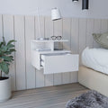 Adele Floating Nightstandend Table, Side Table Drawer, Open Top Shelves White White 1 Drawer Bedroom Floating Modern Shelf Particle Board Particle Board