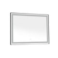 48*36 Led Lighted Bathroom Wall Mounted Mirror With High Lumen Anti Fog Separately Control Matt Black Aluminium