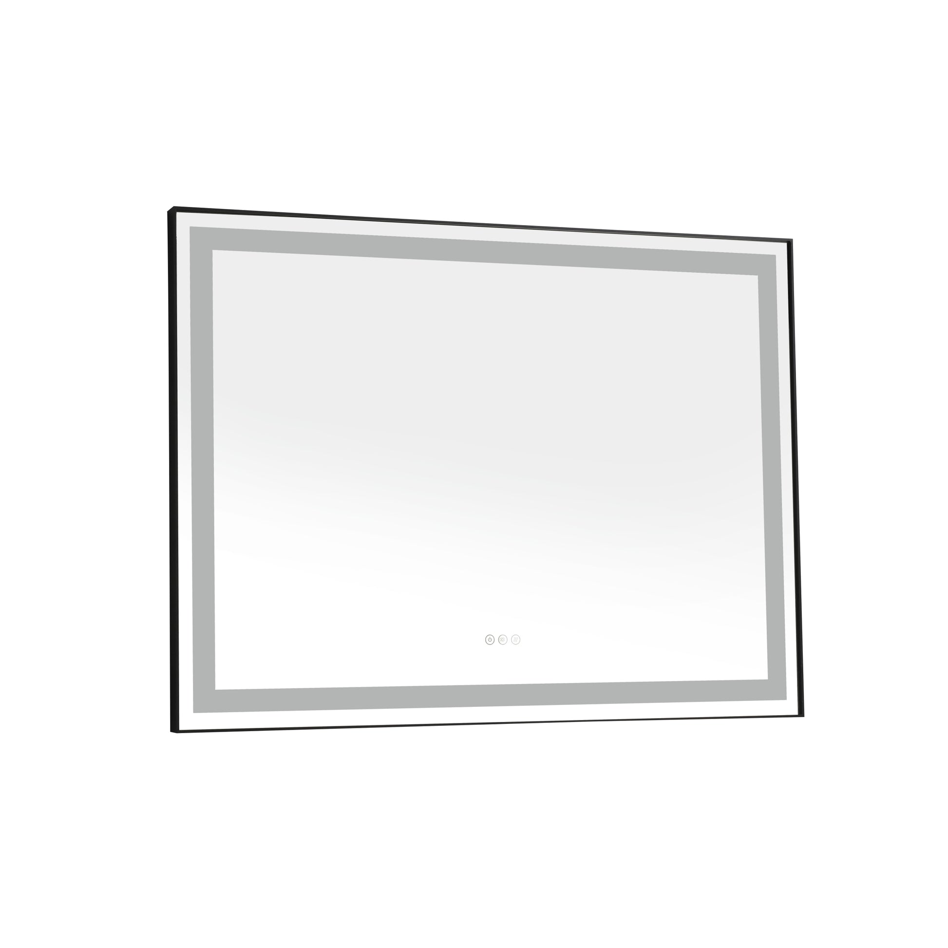 48*36 Led Lighted Bathroom Wall Mounted Mirror With High Lumen Anti Fog Separately Control Matt Black Aluminium