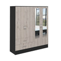 Bolton 160 Armoire, Six Shelves, Two Double Door Cabinets, Two Mirrors, Two Drawers, Rod Black Light Gray Multicolor Bedroom Particle Board