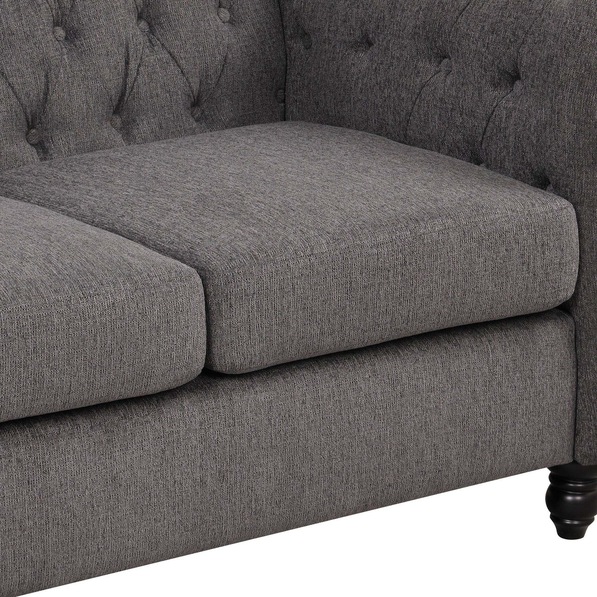 82" Modern Sofa Dutch Plush Upholstered Sofa, Solid Wood Legs, Buttoned Tufted Backrest, Gray Gray Foam Polyester