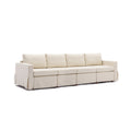 4 Seat Module Sectional Sofa Couch,Seat Cushion And Back Cushion Removable And Washable,Linen Fabric Cover,Cream Cream Wood Primary Living Space Medium Soft Rubberwood Foam Linen 4 Seat