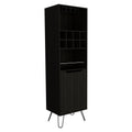 Manhattan L Bar Cabinet, Eight Built In Wine Rack, Two Cabinets With Single Door Black Black Particle Board Particle Board