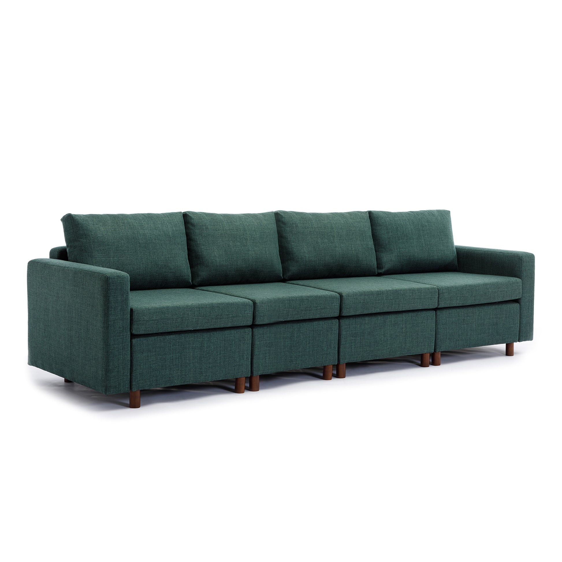 4 Seat Module Sectional Sofa Couch With 2 Ottoman For Living Room,Seat Cushion And Back Cushion Non Removable And Non Washable,Green Green Wood Primary Living Space Soft Modern Rubberwood Foam Linen 4 Seat