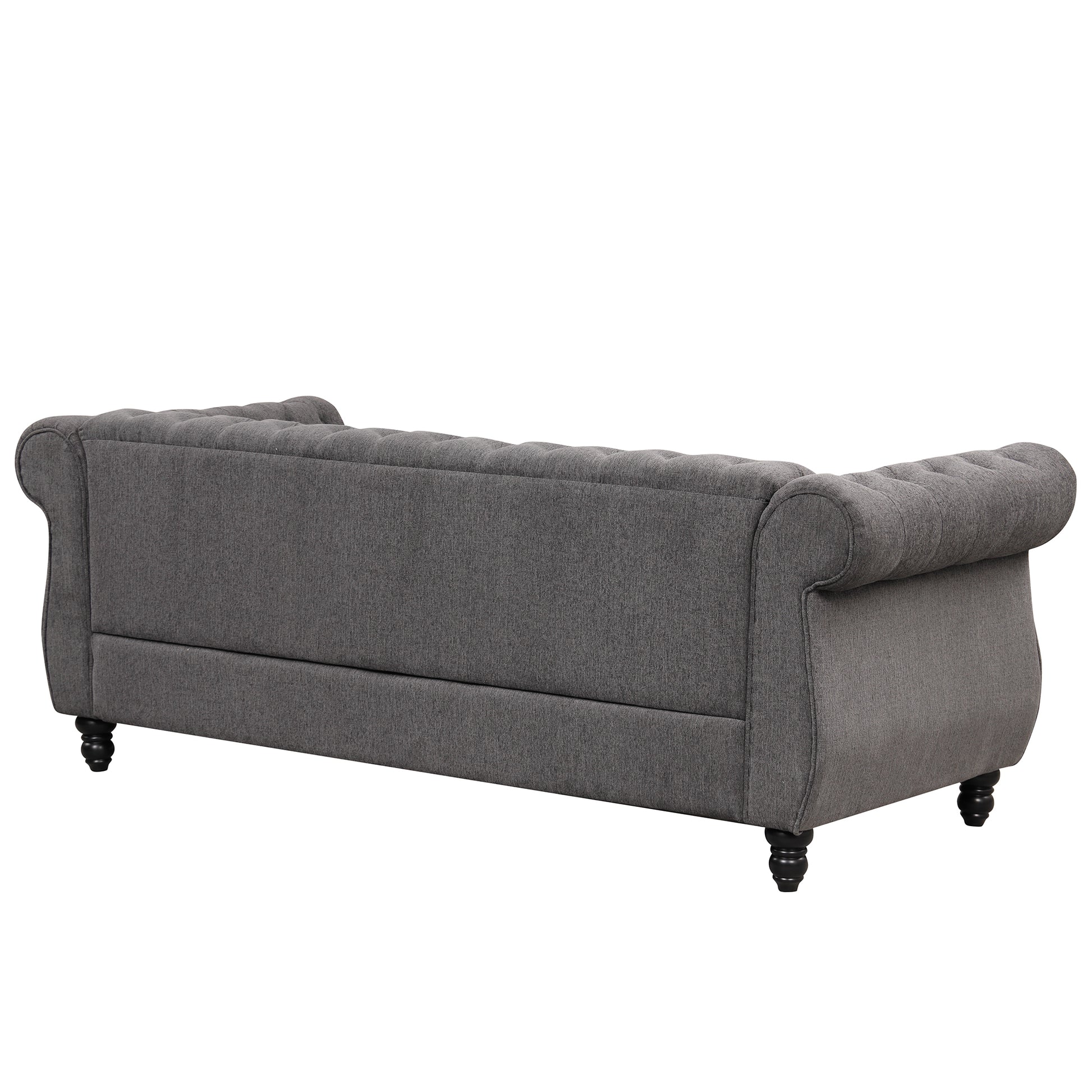 82" Modern Sofa Dutch Plush Upholstered Sofa, Solid Wood Legs, Buttoned Tufted Backrest, Gray Gray Foam Polyester