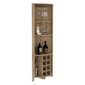 Essential Corner Bar Cabinetthree Shelves, Eight Built In Wine Rack, Two Side Shelves Beige Primary Living Space Modern Shelves Included Particle Board