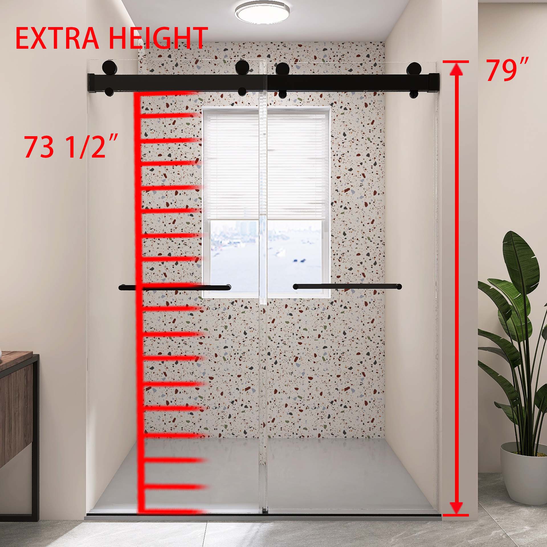 Frameless Double Sliding Shower, 57" 60" Width, 79" Height, 3 8" 10 Mm Clear Tempered Glass,Designed For Smooth Door Closing With Upgraded Crashproof System Technology Matte Black Finish Matte Black Bathroom Modern Glass