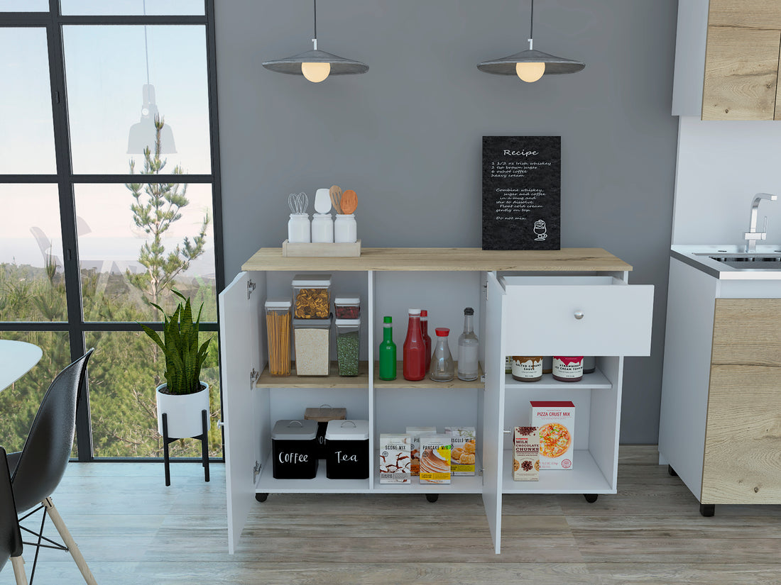 Kitchen Island Cart Victoria, Four Interior Shelves multicolor-particle board-particle board