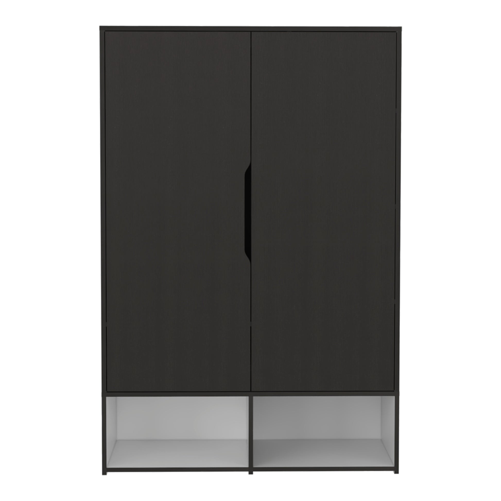 Rosie Armoire, Two Open Shelves, Double Door, Five Shelves, Hanging Rod Black White Multicolor Particle Board Particle Board