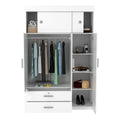 Chile Armoire, Rod, Three Door Cabinet, Two Drawers, Two Superior Adjustable Shelves, Metal Hardware White White Particle Board