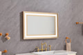 36*24 Led Lighted Bathroom Wall Mounted Mirror With High Lumen Anti Fog Separately Control Gold Aluminium