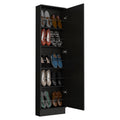 Ruan Xl Shoe Rack, Mirror, Five Interior Shelves, Single Door Cabinet Black Mdf Engineered Wood