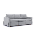 3 Seat Module Sectional Sofa Couch With 2 Ottoman,Seat Cushion And Back Cushion Removable And Washable,Light Grey Light Grey Wood Primary Living Space Soft Modern Rubberwood Foam Linen 3 Seat