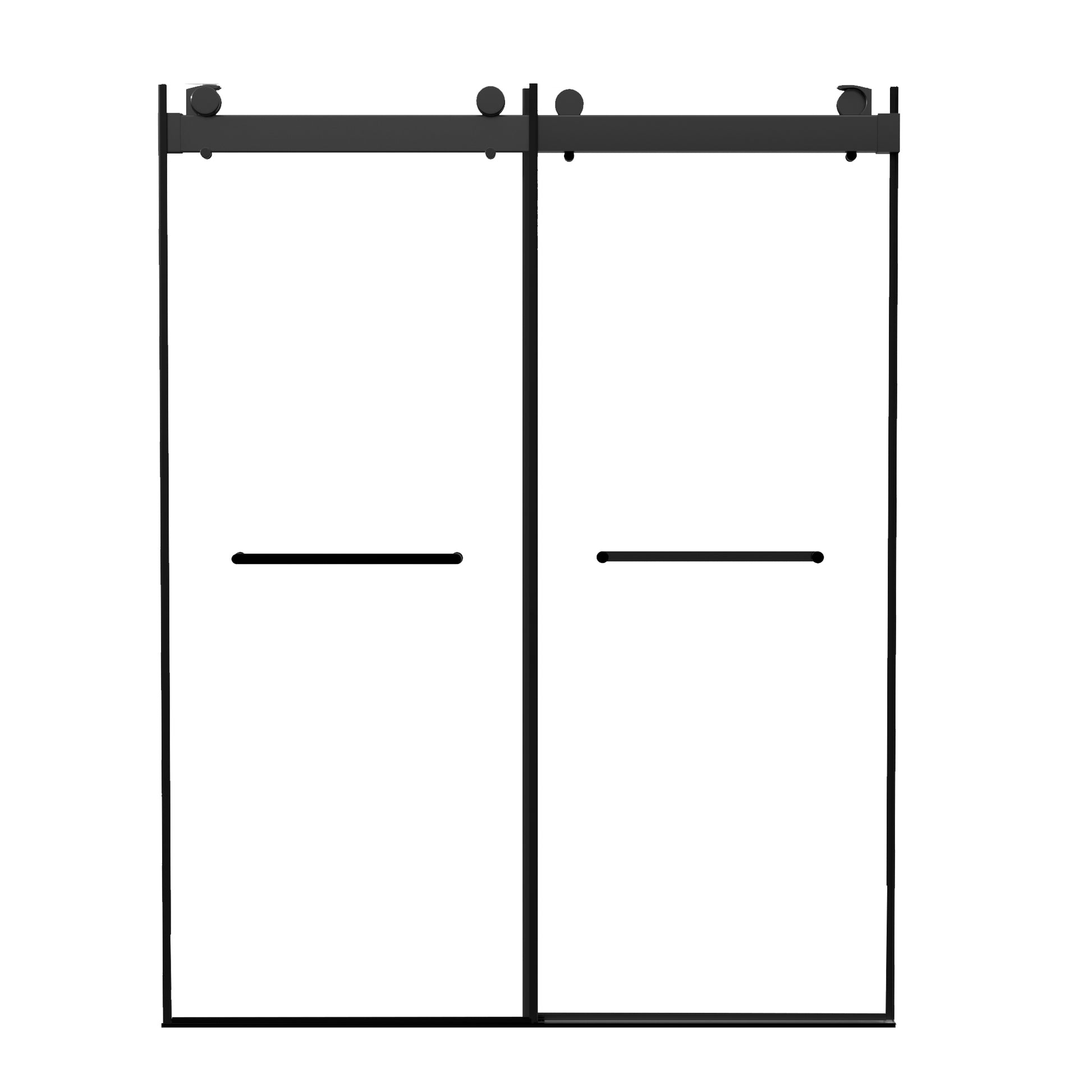 Frameless Double Sliding Shower, 69" 72" Width, 79" Height, 3 8" 10 Mm Clear Tempered Glass,Designed For Smooth Door With Clear Tempered Glass And Stainless Steel Hardware In Matte Black Finish Matte Black Bathroom Modern Glass