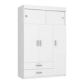 Chile Armoire, Rod, Three Door Cabinet, Two Drawers, Two Superior Adjustable Shelves, Metal Hardware White White Particle Board