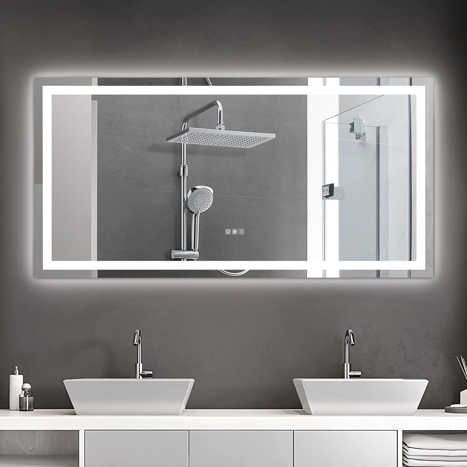 Same As W134070942 L4004 72" 36" Led Mirror Light Bathroom,Anti Fog & Dimming Led Bathroom Vanity Mirror Transparent Modern Glass