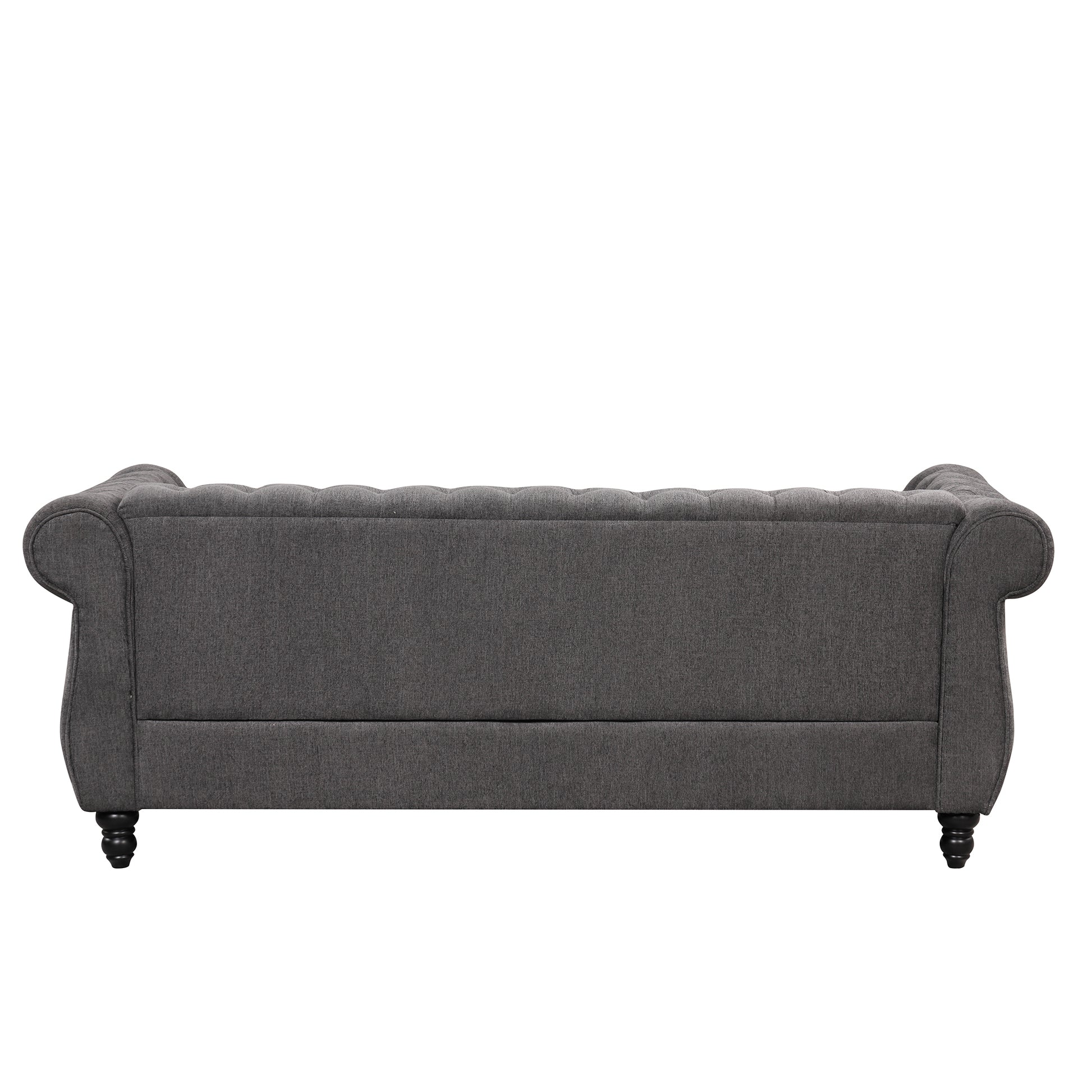 82" Modern Sofa Dutch Plush Upholstered Sofa, Solid Wood Legs, Buttoned Tufted Backrest, Gray Gray Foam Polyester