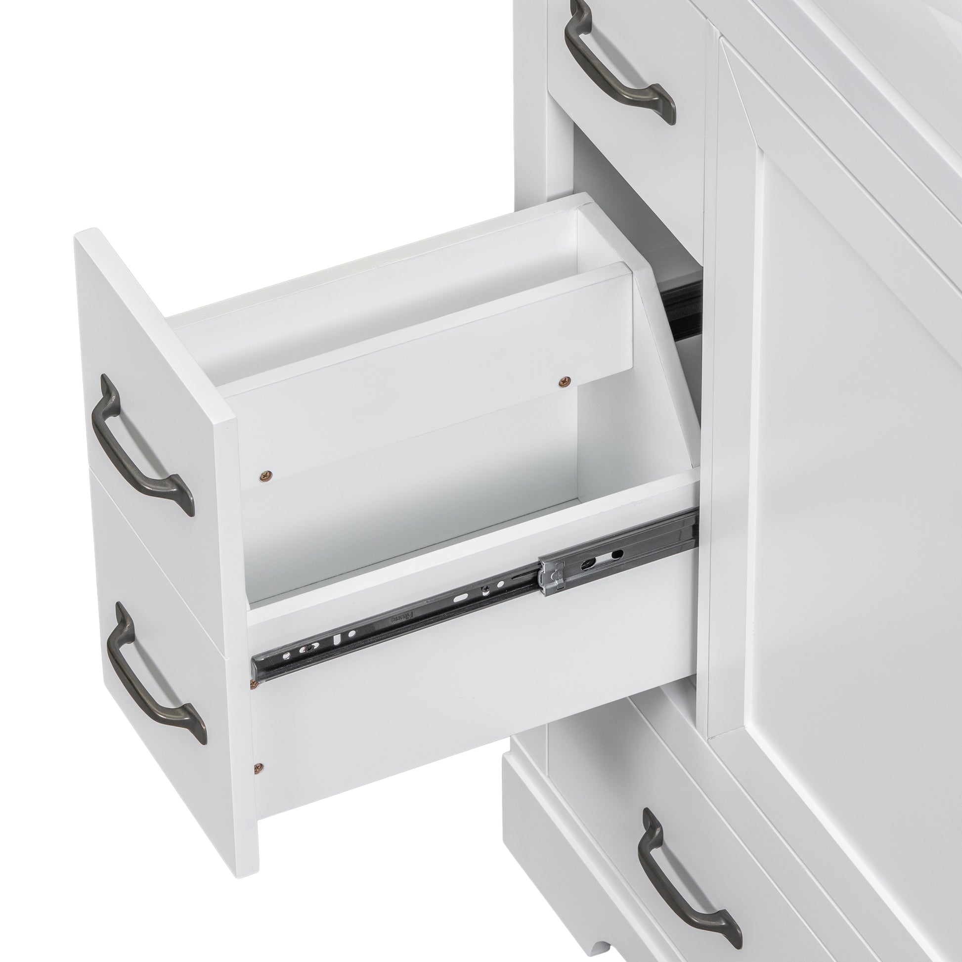 36" Bathroom Vanity Without Sink, Cabinet Base Only, Six Drawers, Multi Functional Drawer Divider, Adjustable Shelf, White White Solid Wood Mdf