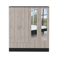 Bolton 160 Armoire, Six Shelves, Two Double Door Cabinets, Two Mirrors, Two Drawers, Rod Black Light Gray Multicolor Bedroom Particle Board