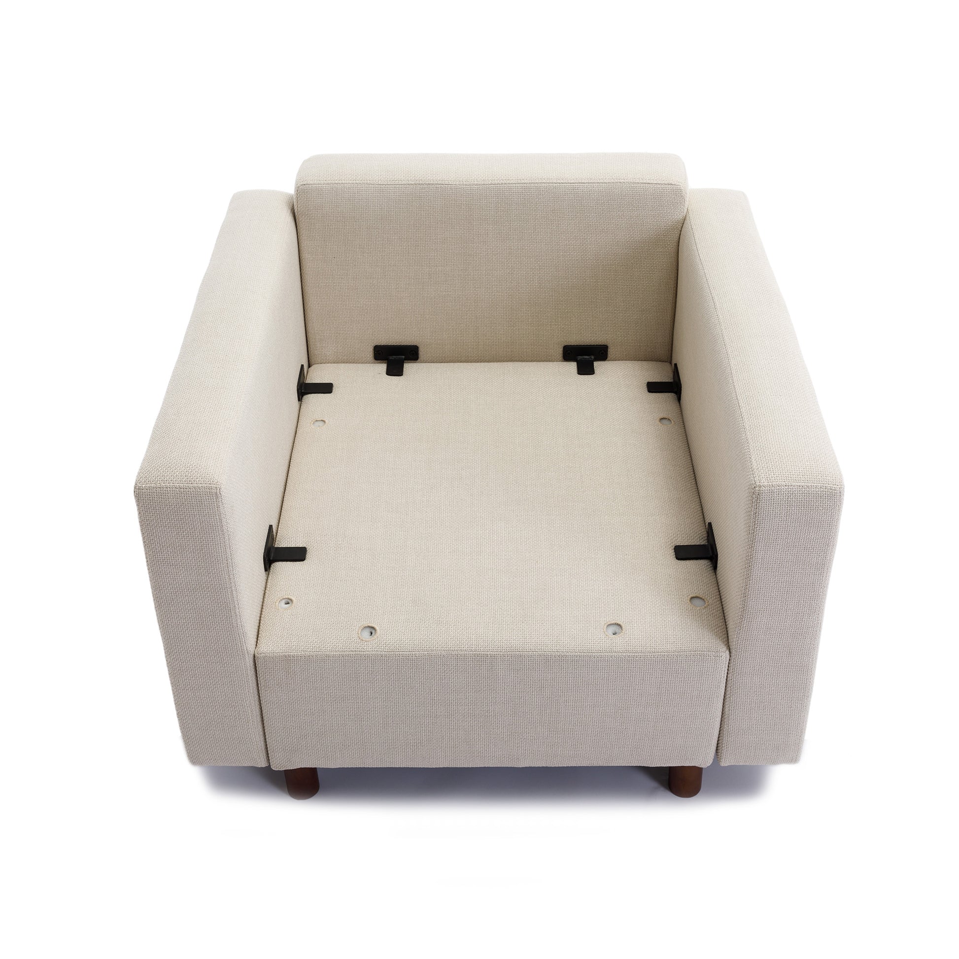 Single Seat Module Sofa Sectional Couch,Cushion Covers Non Removable And Non Washable,Cream Cream Linen Wood Primary Living Space Soft Cushion Back Modern Rubberwood Square Arms Foam Linen 1 Seat