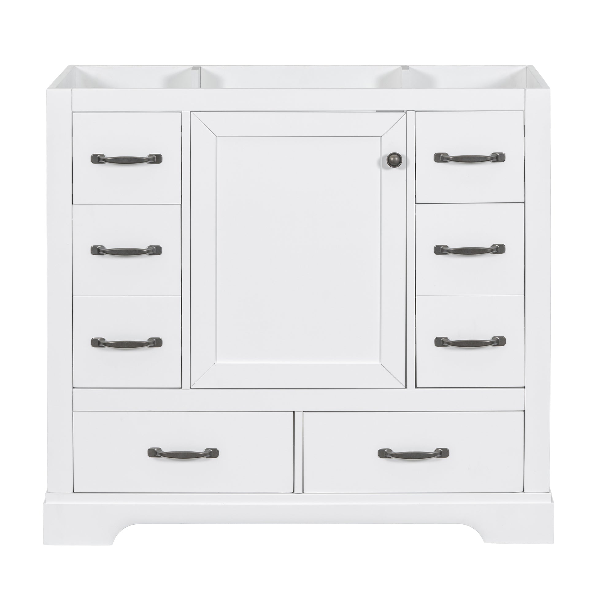 36" Bathroom Vanity Without Sink, Cabinet Base Only, Six Drawers, Multi Functional Drawer Divider, Adjustable Shelf, White White Solid Wood Mdf