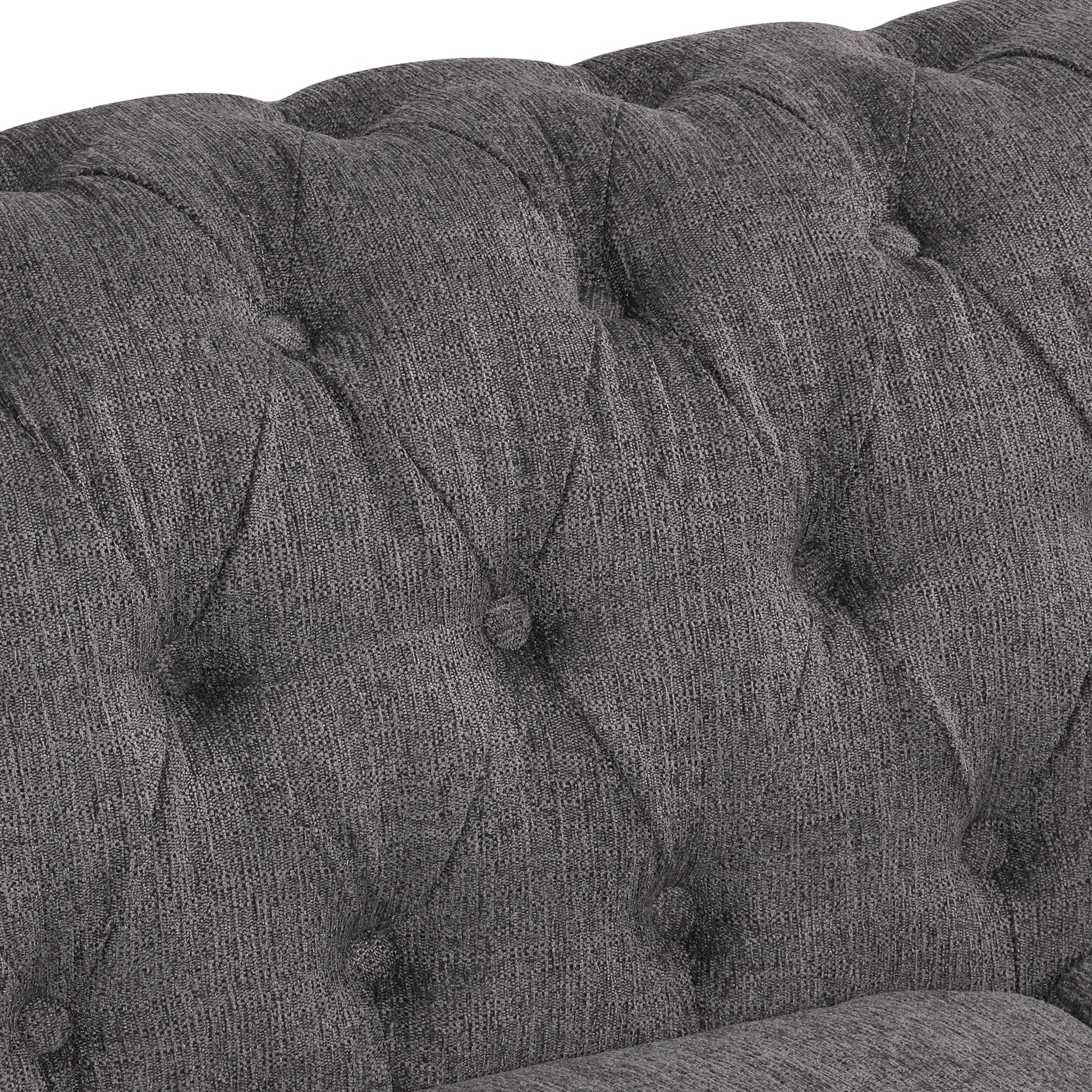 82" Modern Sofa Dutch Plush Upholstered Sofa, Solid Wood Legs, Buttoned Tufted Backrest, Gray Gray Foam Polyester