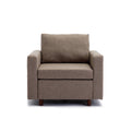 Single Seat Module Sofa Sectional Couch,Cushion Covers Non Removable And Non Washable,Linen Fabric And Comfy Cushion Wood Legs,Brown Brown Wood Primary Living Space Soft Cushion Back Modern Rubberwood Square Arms Foam Linen 1 Seat