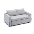 2 Seat Module Sectional Sofa Couch With 2 Ottoman,Seat Cushion And Back Cushion Removable And Washable,Light Grey Light Grey Wood Primary Living Space Soft Modern Rubberwood Foam Linen 2 Seat