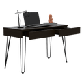 Mumbai 2 Drawers Computer Desk With Hairpin Legs Black Black Computer Desk Office Modern Rectangular Desk Rectangular Particle Board Particle Board