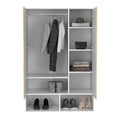 Rosie Armoire, Two Open Shelves, Double Door, Five Shelves, Hanging Rod Light Oak White Multicolor Particle Board Particle Board