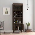 Oslo Bar Cabinet, Twelve Built In Wine Rack, Double Door Cabinet, Two Shelves Dark Walnut Brown Particle Board Particle Board