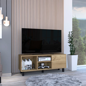 Tunez Tv Stand For Tv S Up 43" Three Open Shelves, One Cabinet Light Oak Beige Particle Board Particle Board