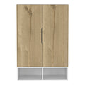 Rosie Armoire, Two Open Shelves, Double Door, Five Shelves, Hanging Rod Light Oak White Multicolor Particle Board Particle Board