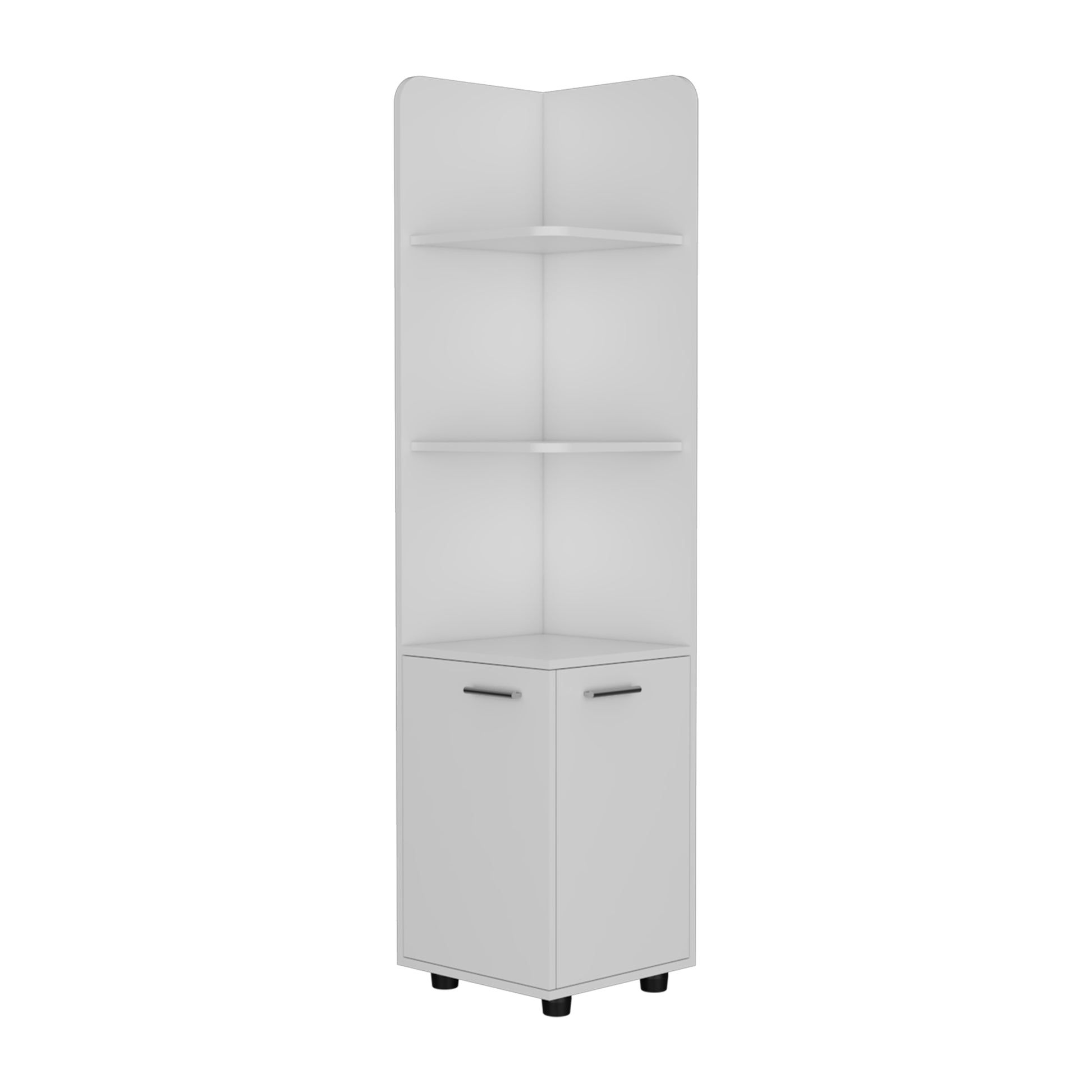 Malibu Freestanding Linen Cabinet, 2 Doors, Open Shelves White White 2 4 Bathroom Freestanding Modern Particle Board Particle Board