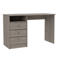 Andalucia 3 Drawer Computer Desk, One Shelf Gray Computer Desk Primary Living Space Modern Rectangular Shelves Desk Rectangular Particle Board