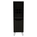 Manhattan L Bar Cabinet, Eight Built In Wine Rack, Two Cabinets With Single Door Black Black Particle Board Particle Board