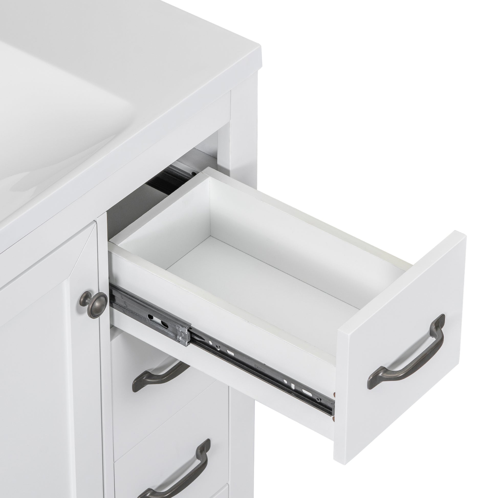 36" Bathroom Vanity Without Sink, Cabinet Base Only, Six Drawers, Multi Functional Drawer Divider, Adjustable Shelf, White White Solid Wood Mdf