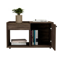 Velvet Coffee Table, One Open Shelf, Single Door Cabinet Brown Mdf Engineered Wood