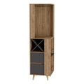 Salem Corner Bar Cabinet, Two External Shelves, Two Drawers, Four Wine Compartments Pine Matt Gray Multicolor Particle Board Particle Board