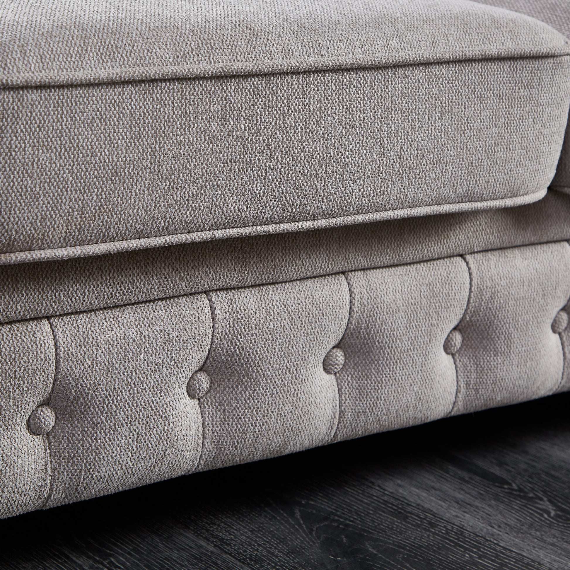 Chesterfield Sofa In Linen Fabric Light Grey Light Grey Foam Fabric