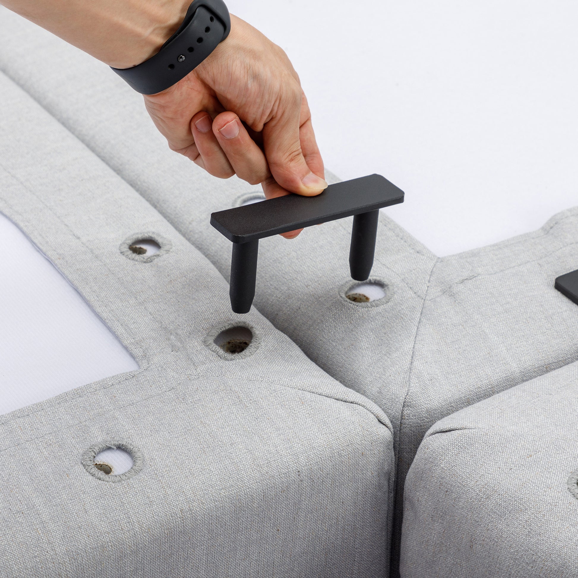 4 Seat Module Sectional Sofa Couch With 1 Ottoman,Seat Cushion And Back Cushion Removable And Washable,Light Grey Light Grey Wood Primary Living Space Soft Modern Rubberwood Foam Linen 4 Seat