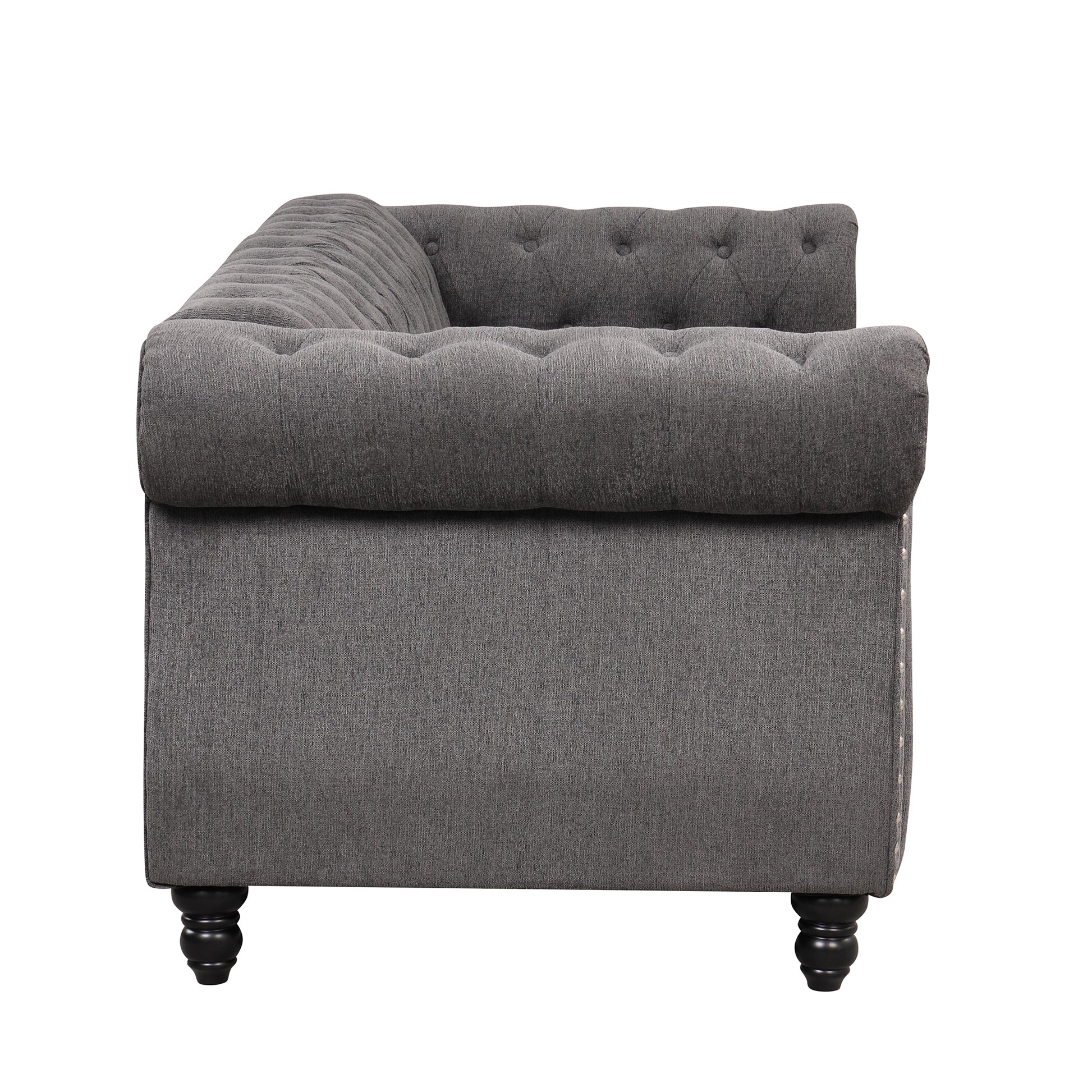 82" Modern Sofa Dutch Plush Upholstered Sofa, Solid Wood Legs, Buttoned Tufted Backrest, Gray Gray Foam Polyester