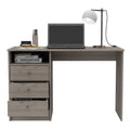 Andalucia 3 Drawer Computer Desk, One Shelf Gray Computer Desk Primary Living Space Modern Rectangular Shelves Desk Rectangular Particle Board