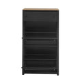 Slim Shoe Cabinet Set With 4 Flip Drawers, Wood Grain Pattern Top Shoe Storage Solution With Adjustable Panel, Modern Style Shoe Rack With Drawers For Hallway, Black 5 Or More Drawers Black Primary Living Space Adjustable Shelves Particle Board